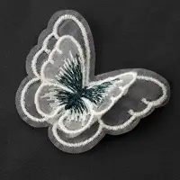 Аппликация для одежды &laquo;Бабочка&raquo;, текстильная, 5&times;4 см, 10 шт., зеленая, белая