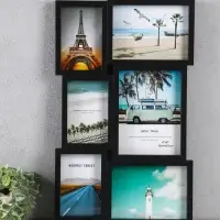 Фоторамка МДФ, стекло на 6 фото 10х15, 13х18, 15х20 см "Воспоминания" чёрная 51х31,5х2,2 см 109067 Фоторамка МДФ, стекло на 6 фото 10х15, 13х18, 15х20 см "Воспоминания" чёрная 51х31,5х2,2 см 109067