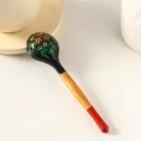 Ложка деревянная &laquo;Чернушка&raquo;, 14&times;3.5 см, хохлома, ручная роспись, МИКС