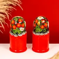 Матрёшка деревянная &laquo;Ягодка&raquo;, чёрный платок, 7-кукольная, 22 см, МИКС