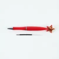 Ручка шариковая &laquo;23 февраля. Синяя&raquo;, пластик, со звездой на подложке-погон, синяя паста