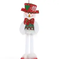 Игрушка мягкая &laquo;Снеговик в костюме с орнаментом, в шляпке&raquo; 9.5&times;30 см, красно-зелёный