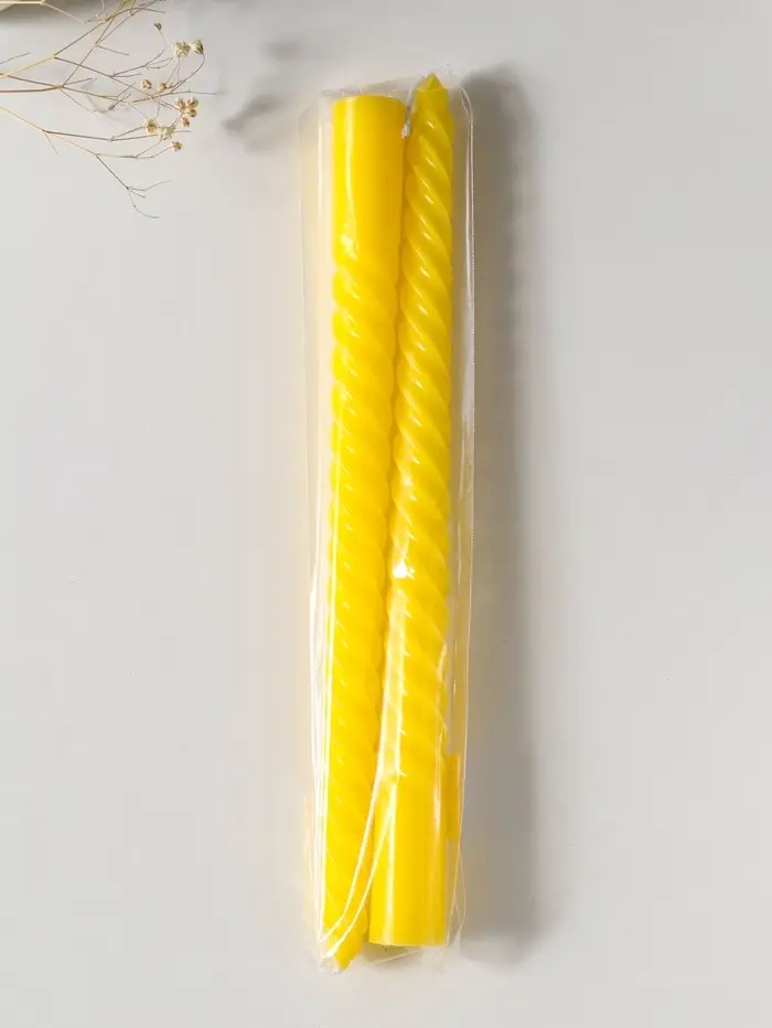Набор свечей витых 25 см, 2 шт., 57 г, 5 ч, жёлтый