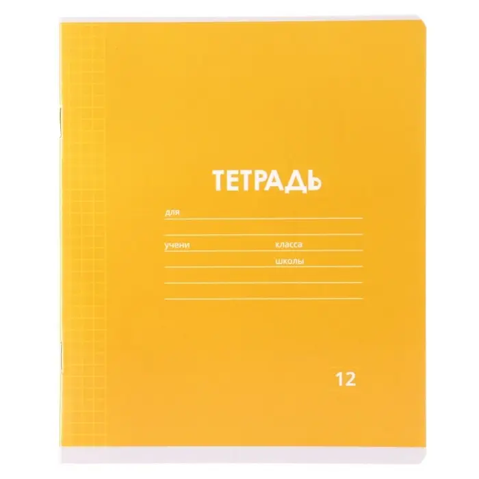 Тетрадь 12 листов в клетку Calligrata "Однотонная Классика Линовка. Эконом", обложка мелованная бумага, ВД-лак, блок №2 (серые листы), МИКС