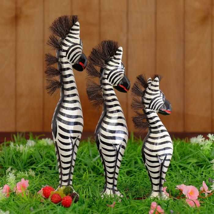 Сувенир дерево  Сувенир дерево "Семейство зебр" (набор 3 штуки: высота 40,35,30 см)