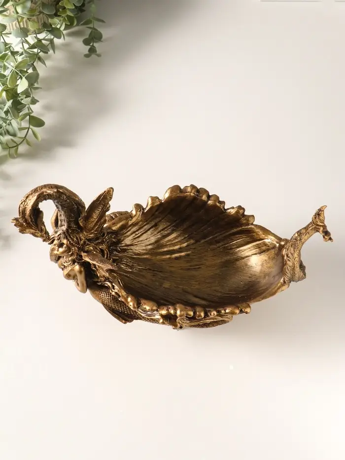 Подставка для мелочей "Девушка с драконом" 20,5х32х17 см, бронза