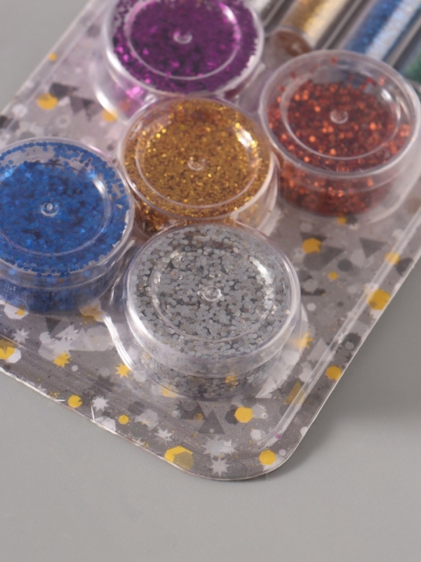 Глиттер Глиттер "Пудра и точки" металлик набор 5х6 гр и 5х5 гр 21,4х9,3 см