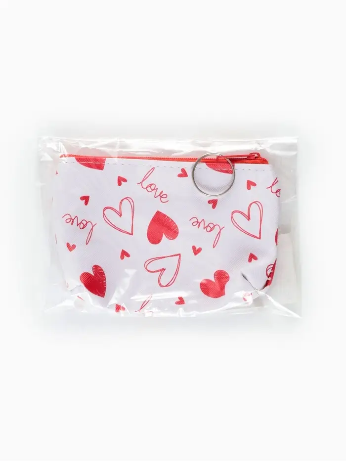 Кошелёк-монетница на молнии, 12&times;3.5&times;9 см, белый/красный