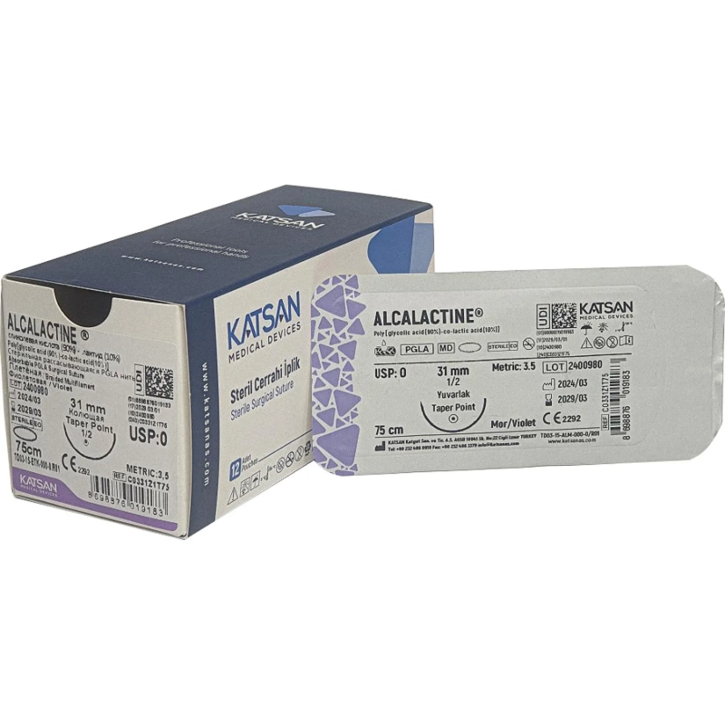 Шовный материал ALCALACTINE 0 75см, колющ. 31мм 1/2 12шт C0331Z1T75