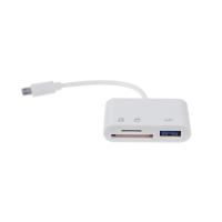 Картридер-OTG Luazon LNCR-099, адаптер MicroUSB, разъемы USB, microSD, SD, белый