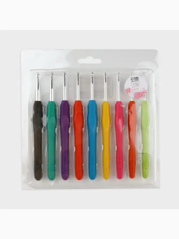 Набор крючков для вязания, d=2-6 мм, 14 см, 9 шт., разноцветный