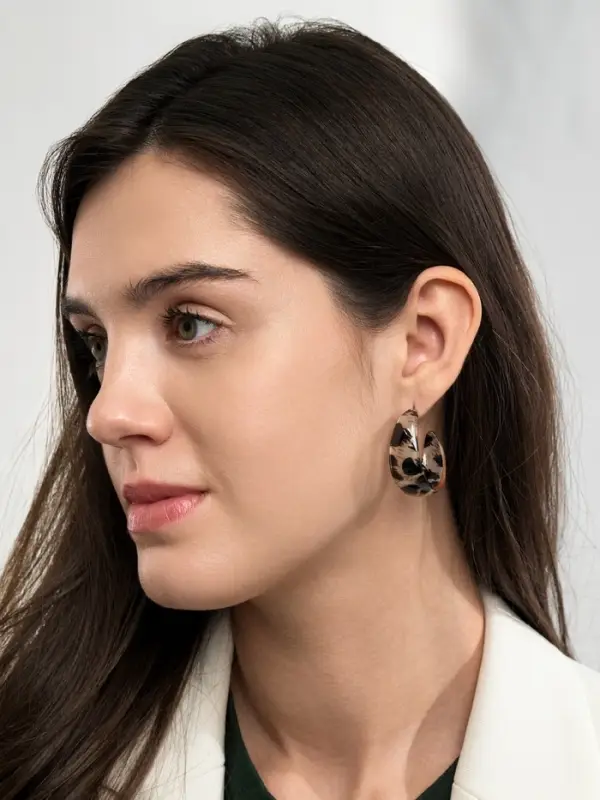 Серьги-кольца &laquo;Танзания&raquo;, тёмный леопард, d=3.5 см, цветные