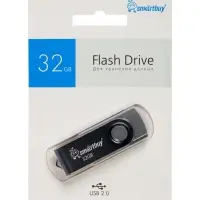 Флешка Smartbuy Twist, 32 Гб, USB 2.0, чтение до 25 Мб/с, запись до 15 Мб/с, чёрная