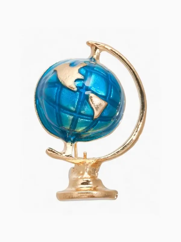 Брошь &laquo;Школа. Глобус&raquo;, морская в золоте