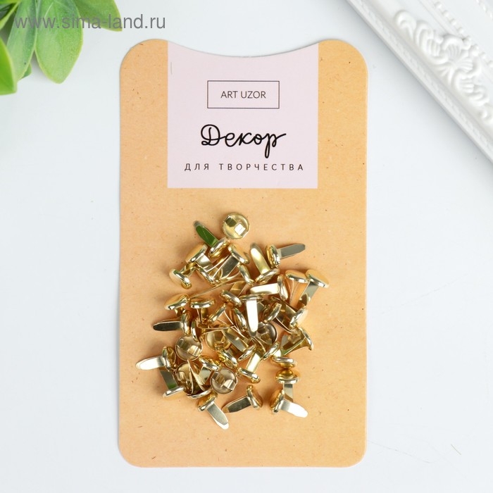 Брадсы для творчества металл  Брадсы для творчества металл "Золотые" набор 40 шт 1 см 15,5х8,8х2 см