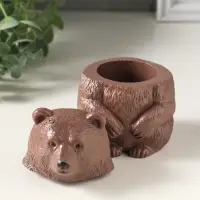Шкатулка с крышкой для украшений &laquo;Медведь&raquo;, 11&times;7 см, коричневая