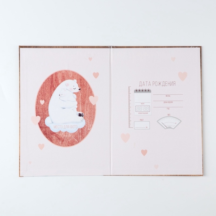 Папка для свидетельства о рождении Папка для свидетельства о рождении "Мама и малыш", медведи, 23 х 17 см