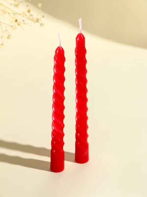 Набор свечей витых, 1.5&times;15 см, 2 шт., красный