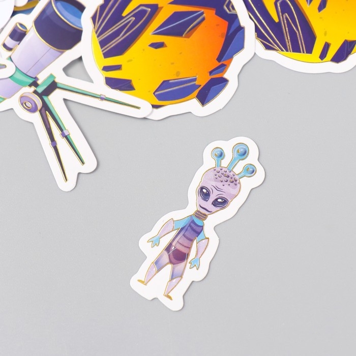 Наклейки для творчества Наклейки для творчества "Полёт в космос" тиснение серебро набор 48 шт 9х7х0,8 см