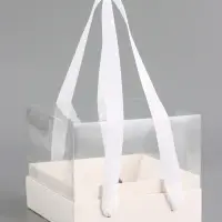 Коробка под бенто-торт, с прозрачной крышкой, белый, 16&times;16&times;12.5 см
