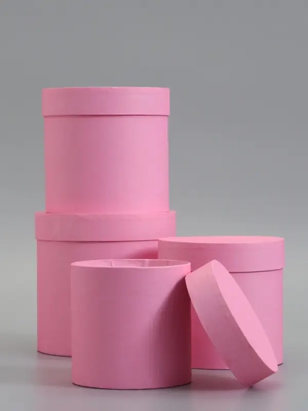 Набор шляпных коробок  4 в 1 "Розовый" 18 &times; 18 ‒14 &times; 14 см
