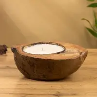 Свеча в кокосе, 18×22×7 см, коричневая