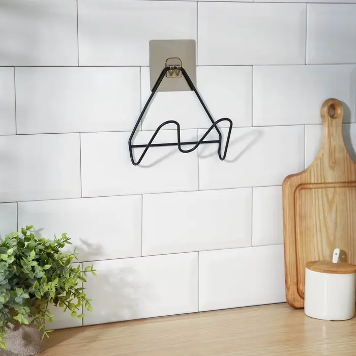 Держатель для крышек и разделочных досок Доляна, 16×8×14,6 см, на липучке, цвет чёрный