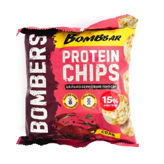 Чипсы  Чипсы "BOMBBAR" цельнозерновые протеиновые со вкусом "Краб", 50 г