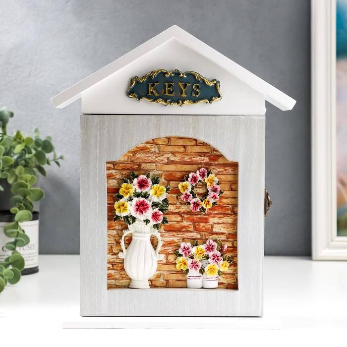 Ключница дерево 6 крючков Ключница дерево 6 крючков "Плюмерии" 28х22х6,3 см
