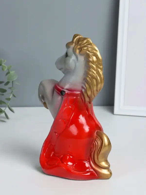 Копилка "Лошадка с попоном" высота 25 см, серый