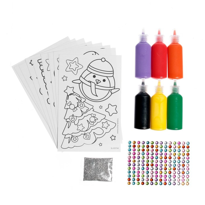 Набор для творчества «Раскрась витражики - новогодние», 20 шт в наборе Набор для творчества «Раскрась витражики - новогодние», 20 шт в наборе