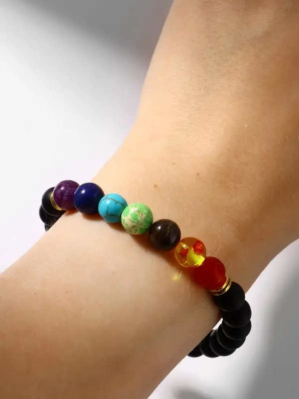 Браслет из бусин &laquo;Чакры. Планеты&raquo;, d=7 см, разноцветный, чёрный