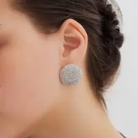 Серьги со стразами &laquo;Блеск&raquo; круг, радужные в серебре d=3