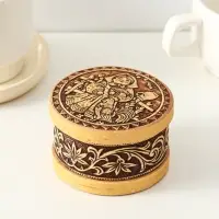 Шкатулка круглая "Машенька", 8,5х5см, береста