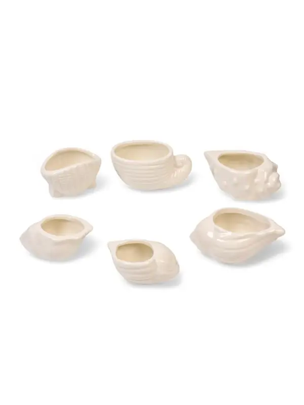 Декоративный горшок для цветов &laquo;Ракушка&raquo;, керамический, белый, набор 6 шт.