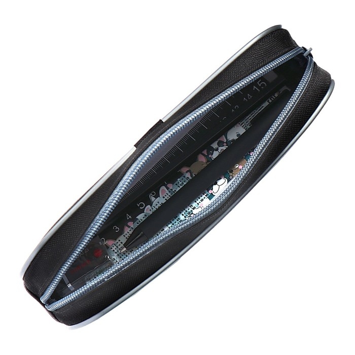 Пенал мягкий 1 отделение, 210 x 80 x 40, Calligrata, с наполнением 4 предмета, универсальный, Пенал мягкий 1 отделение, 210 x 80 x 40, Calligrata, с наполнением 4 предмета, универсальный, "Мопс"