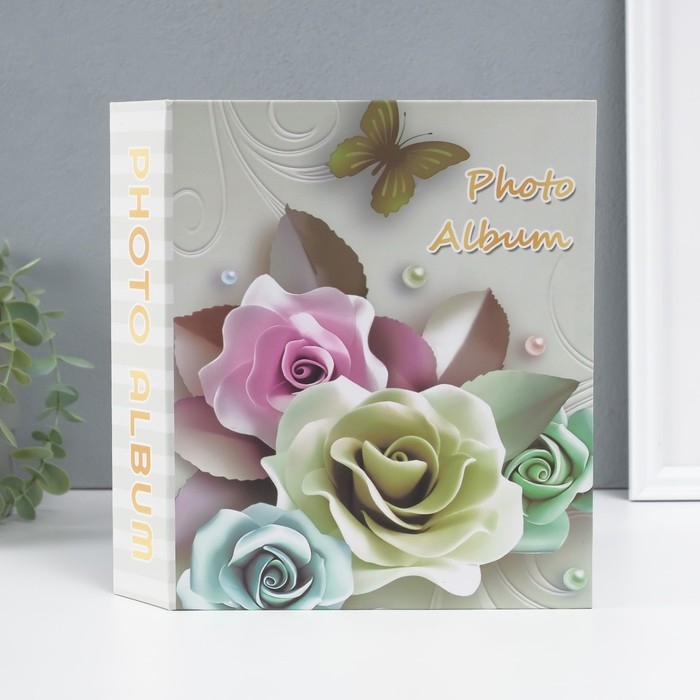 Фотоальбом на 80 фото 10х15 см Фотоальбом на 80 фото 10х15 см "Мраморная роза" в коробке МИКС 5,3х19х23 см
