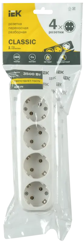 Колодка K04 4 места 2P+PE 16A CLASSIC