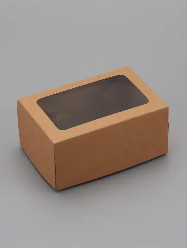 Коробка складная, с окном, крафт, 15&times;10&times;7 см