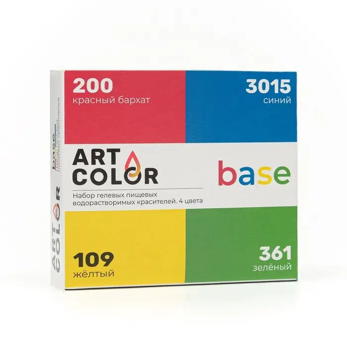 Набор гелевых пищевых водорастворимых красителей Art Color Base, 4 цвета
