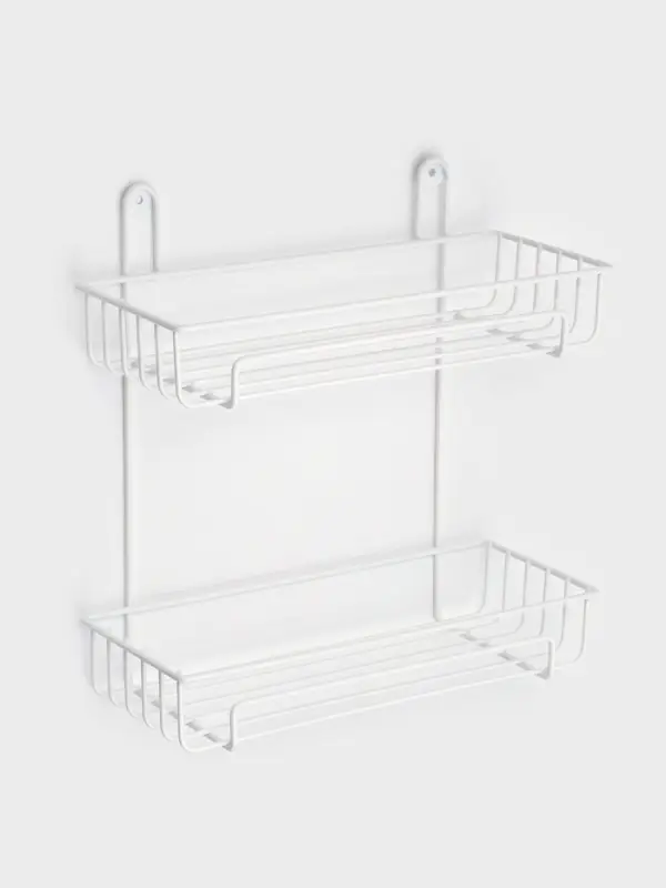 Полка для ванной прямоугольная, 2-х ярусная, 29*12,5*30 см, цвет белый Полка для ванной прямоугольная, 2-х ярусная, 29*12,5*30 см, цвет белый
