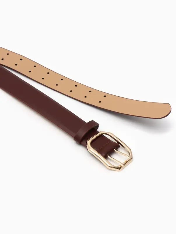 Ремень женский, 3.5&times;110 см, 2 прокола, без винта, золотистая пряжка, коричневый