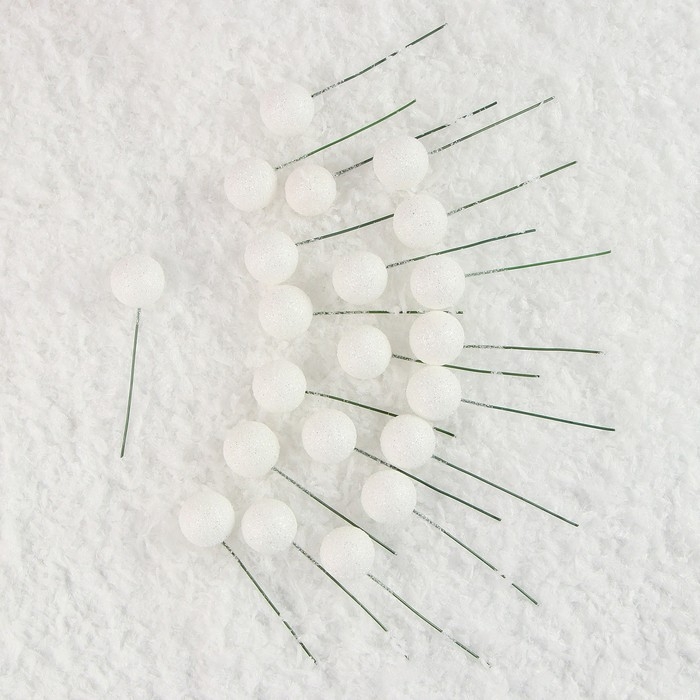 Фигурка для поделок и декора на проволоке «Шар», набор 20 шт., размер 1 шт. — 2 × 7 см, цвет белый