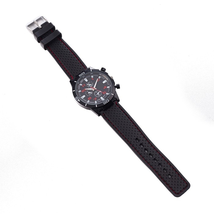 Часы наручные мужские, d-4 см, красные цифры