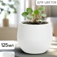 Горшок цветочный &laquo;Япония&raquo;, 125 мл, d=8 см, h=6.5 см, пластиковый, с поддоном, белый