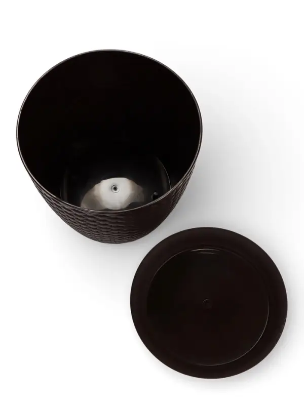 Горшок для цветов с поддоном &laquo;Ротанг&raquo;, 4.7 л, d=15 см, h=14 см, пластиковый, коричневый