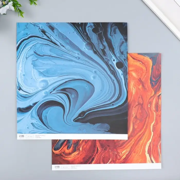 Бумага для скрапбукинга двусторонняя "Разводы краски" плотность 180 гр 30,5х32 см