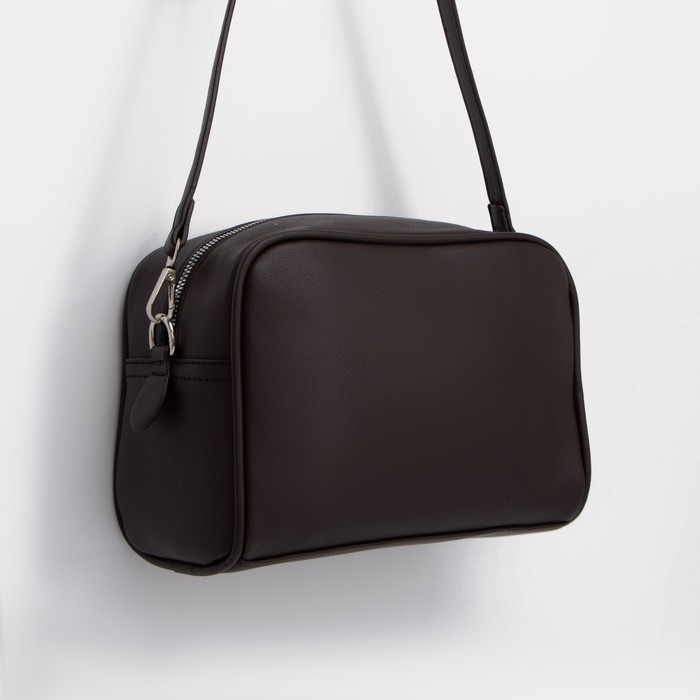 Сумка кросс-боди, отдел на молнии, наружный карман, длинный ремень, цвет тёмно-коричневый Сумка кросс-боди, отдел на молнии, наружный карман, длинный ремень, цвет тёмно-коричневый