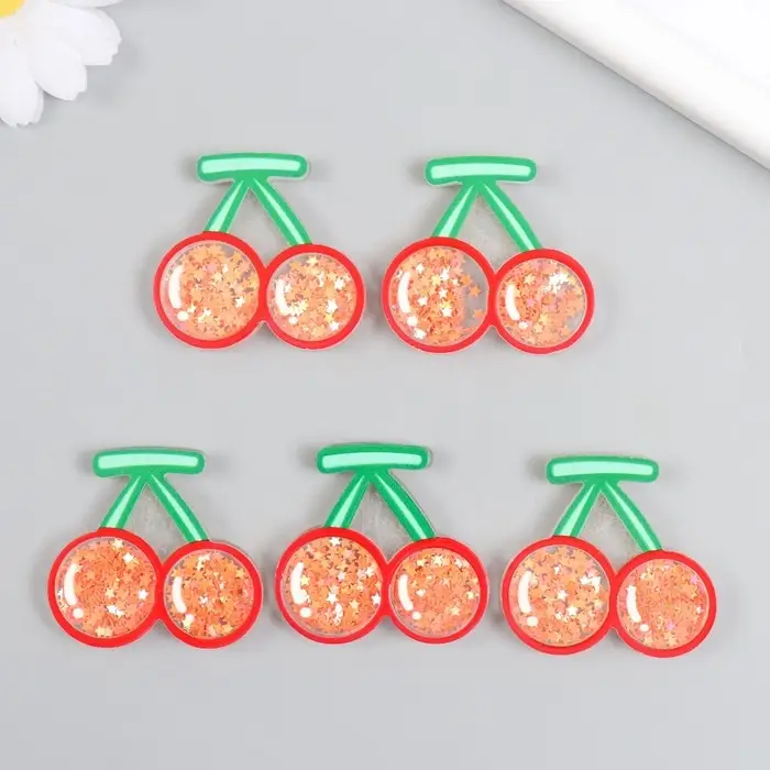 Шейкер для творчества акрил "Вишенки" с глиттером 0,5х4,4х4,1 см