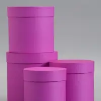 Набор шляпных коробок  4 в 1 "Фуксия" 18 &times; 18 ‒14 &times; 14 см